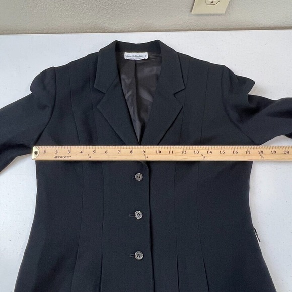 Diane Von Furstenberg Blazer Jacket Black Button Front Notch Lapel Crepe Career - Picture 11 of 15